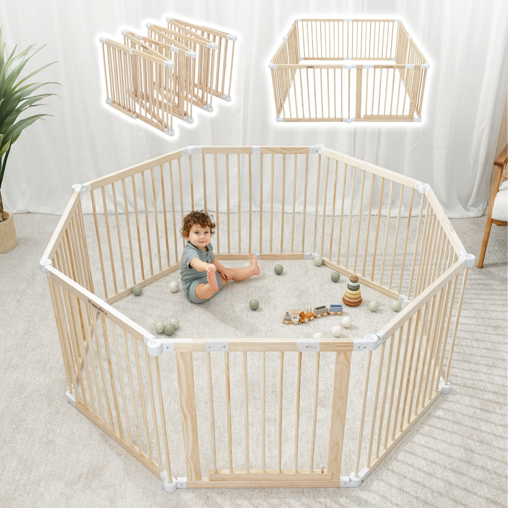 HappyGira Natural Timber Baby Playpen