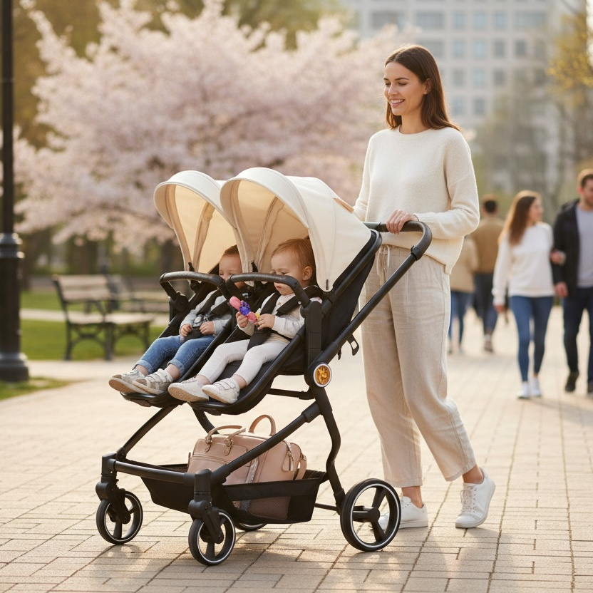 travel stroller for twins High-View Side-by-Side Stroller for Twins