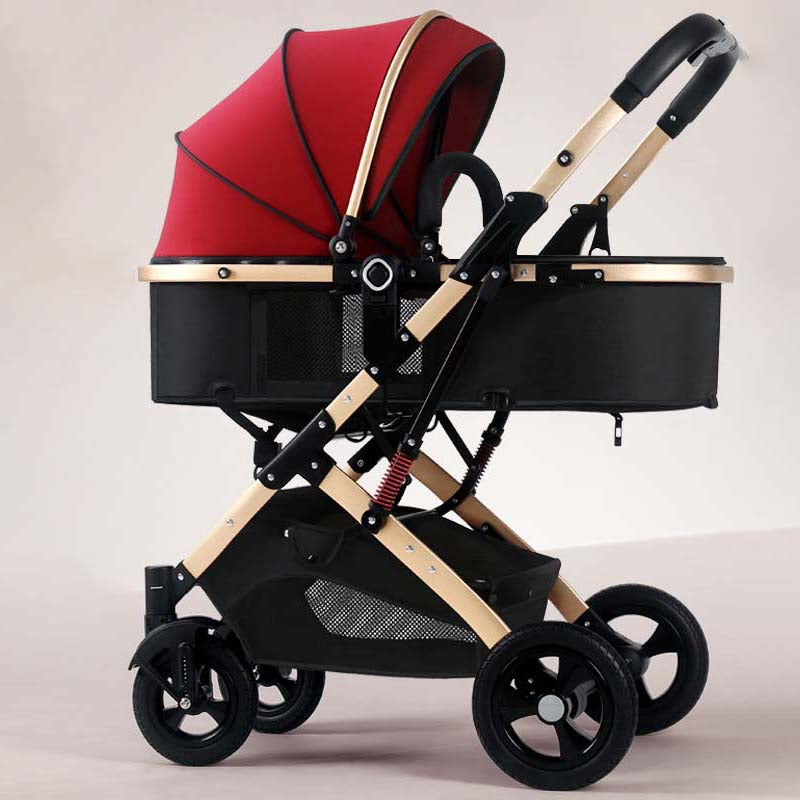 black and red double stroller Side-by-Side Convertible Baby Stroller Ultra Red