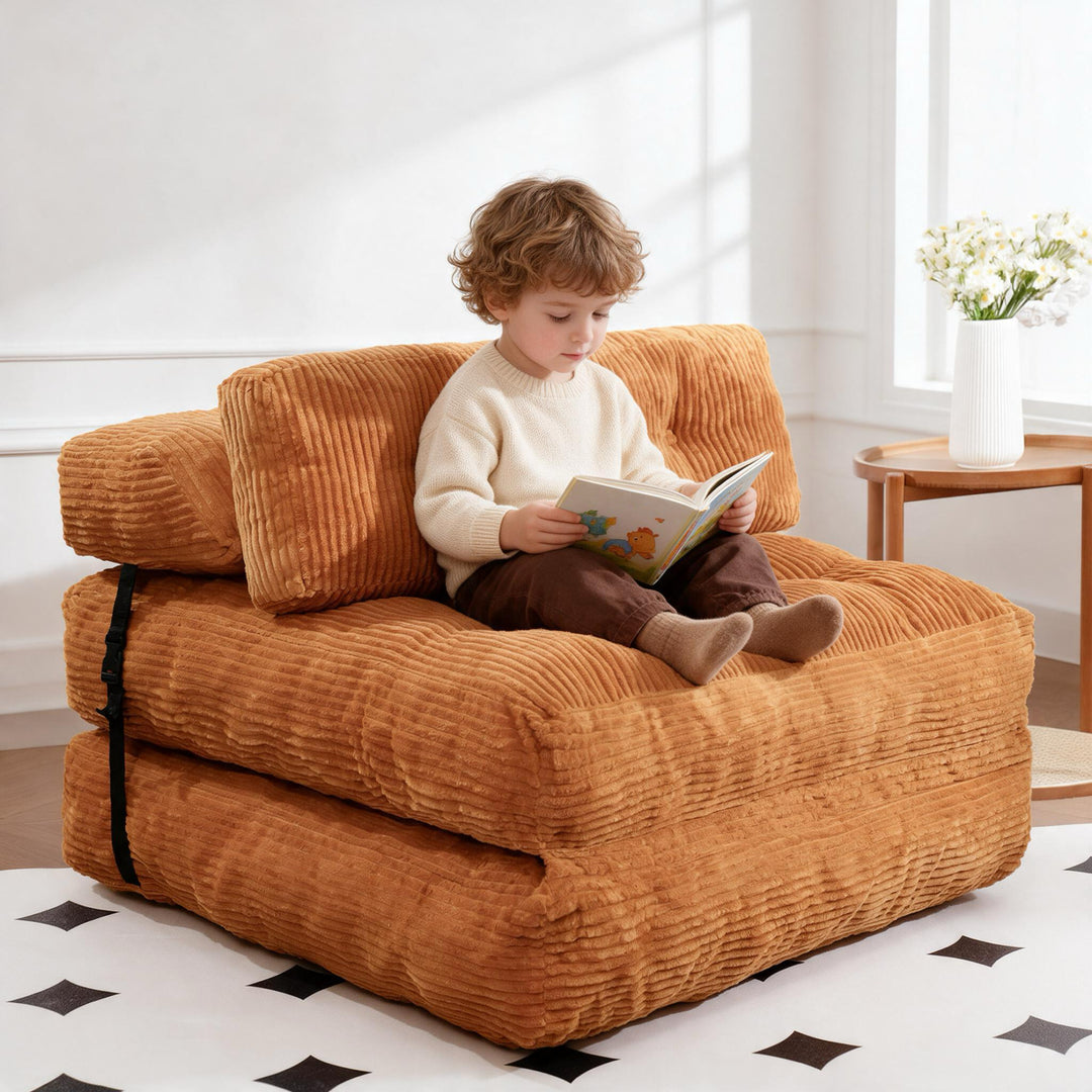 3-in-1 Convertible Corduroy Floor Sofa Bed