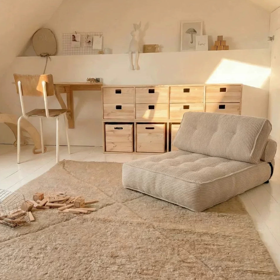3-in-1 Convertible Corduroy Floor Sofa Bed