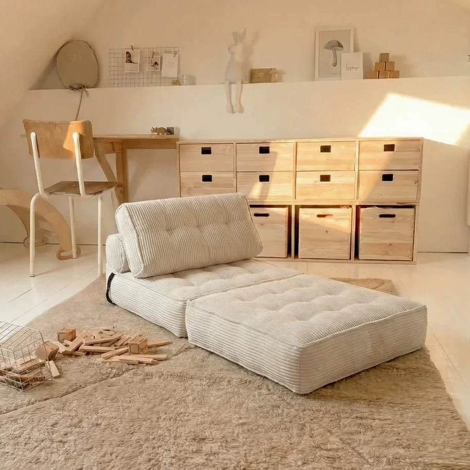 3-in-1 Convertible Corduroy Floor Sofa Bed