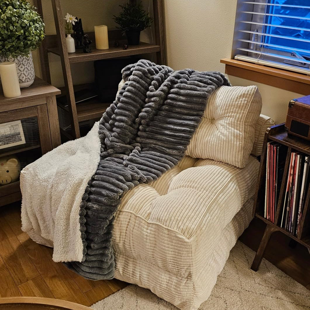 3-in-1 Convertible Corduroy Floor Sofa Bed