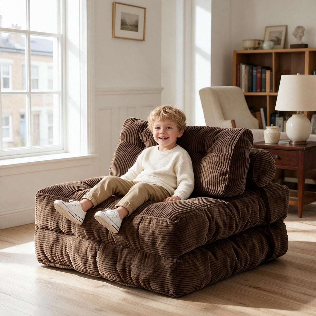 3-in-1 Convertible Corduroy Floor Sofa Bed