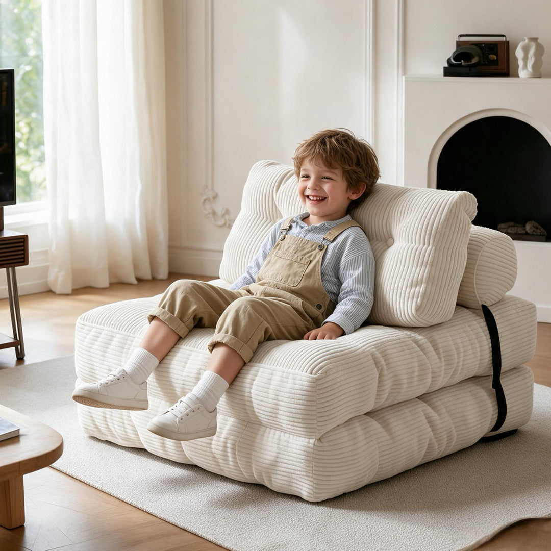 3-in-1 Convertible Corduroy Floor Sofa Bed