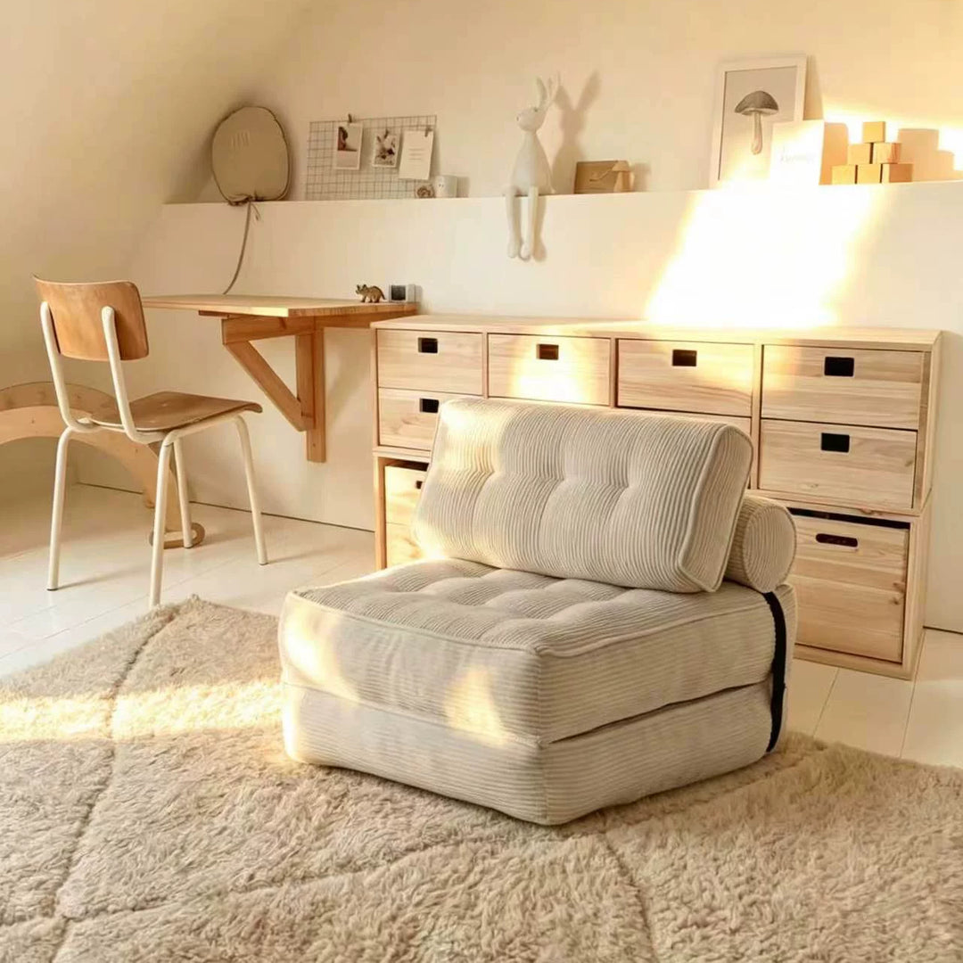 3-in-1 Convertible Corduroy Floor Sofa Bed