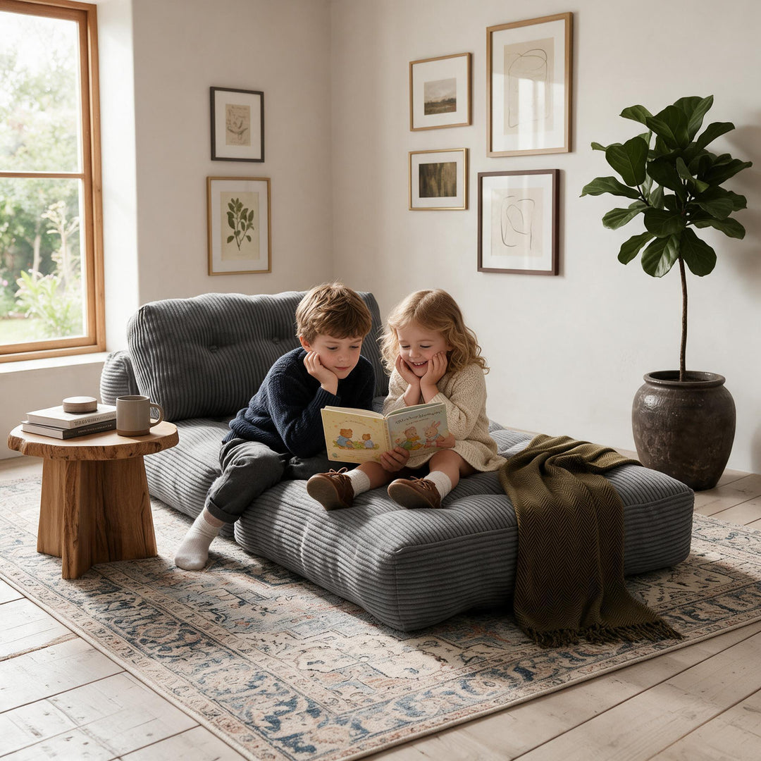 3-in-1 Convertible Corduroy Floor Sofa Bed
