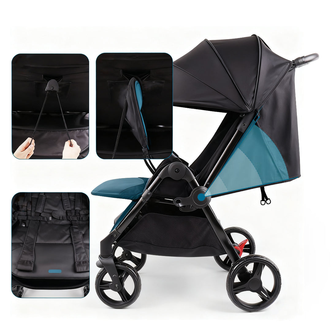 double stroller umbrella fold SlimLift Twin Stroller Indigo Journey