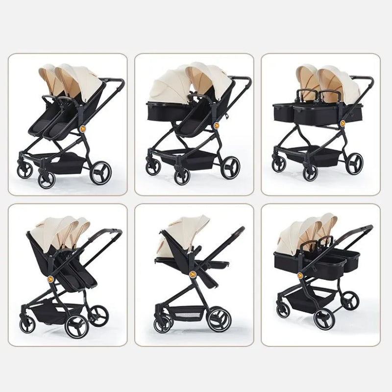 High-View Side-by-Side Stroller for Twins
