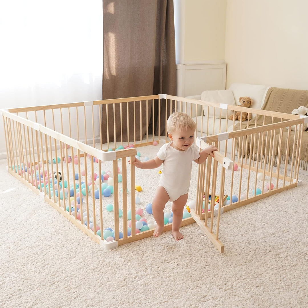 Wooden Playpen For Baby Safety Play Yard HARPPA Wooden Baby