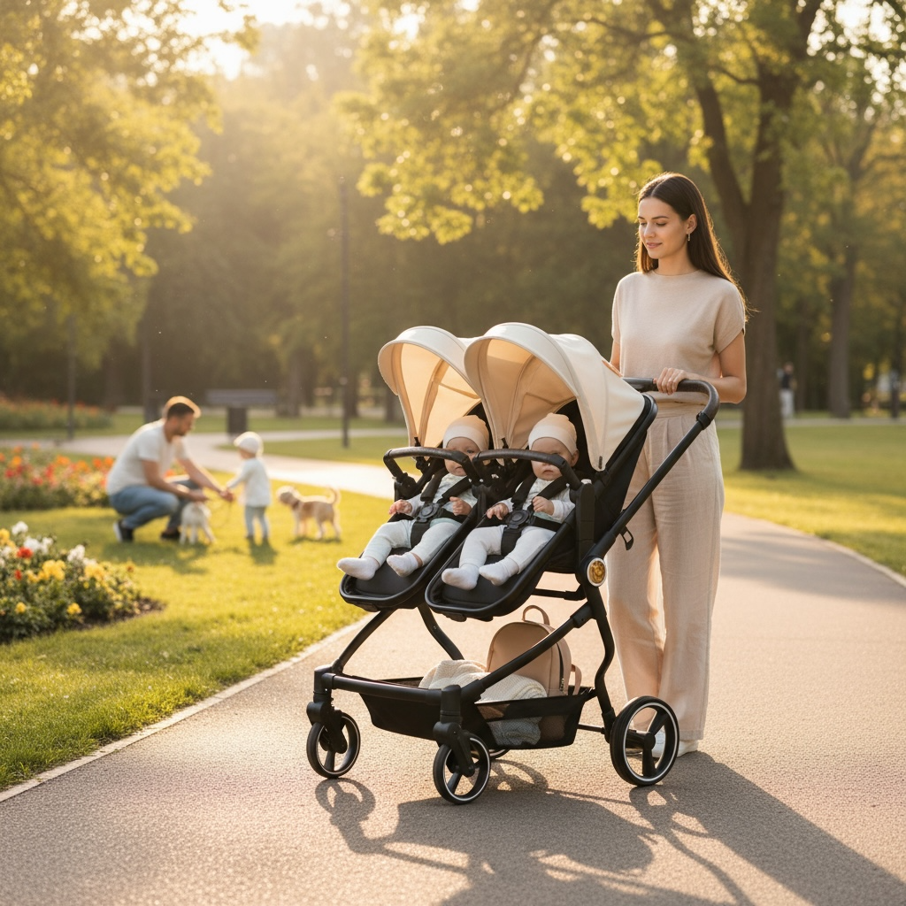 adaptive double stroller High-View Side-by-Side Stroller for Twins