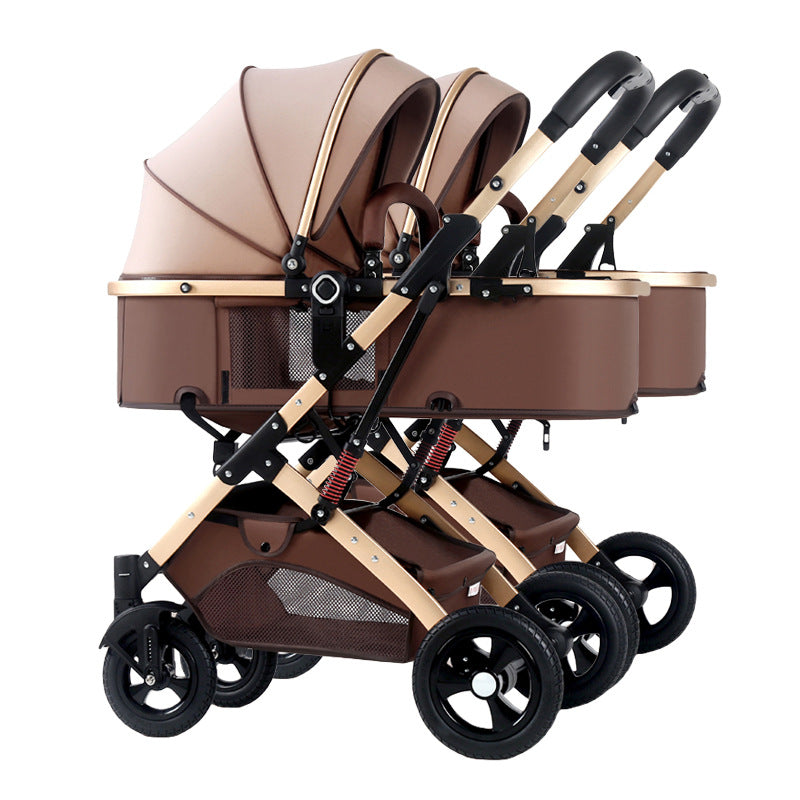 Luxury Double Stroller Semaco Luxury Leather Double Twin Baby