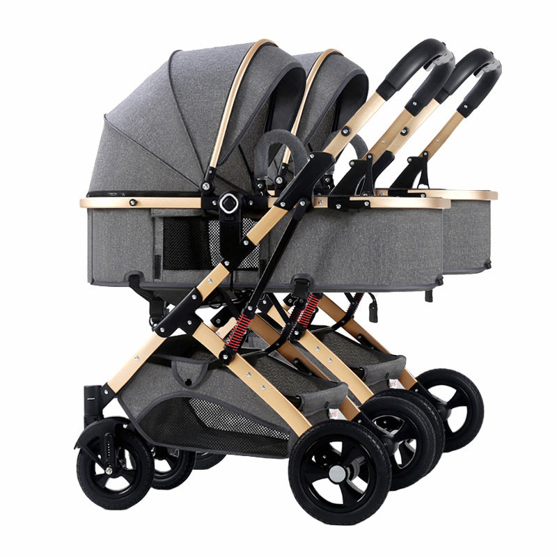 stroller convertible to double Side-by-Side Convertible Baby Stroller Gold Grey / Double Stroller