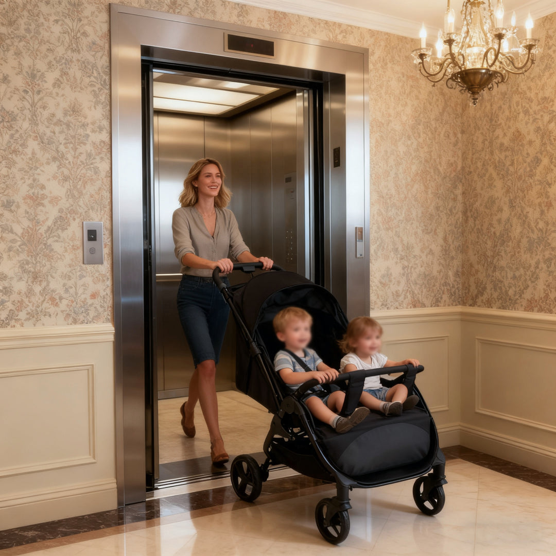 slim double stroller SlimLift Twin Stroller Indigo Journey