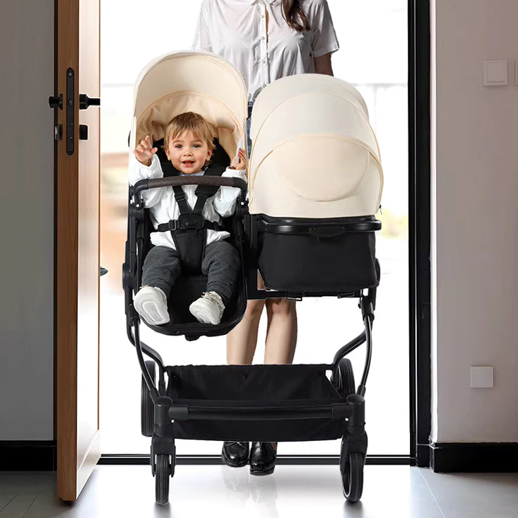 High-View Side-by-Side Stroller for Twins Moonlit Alloy