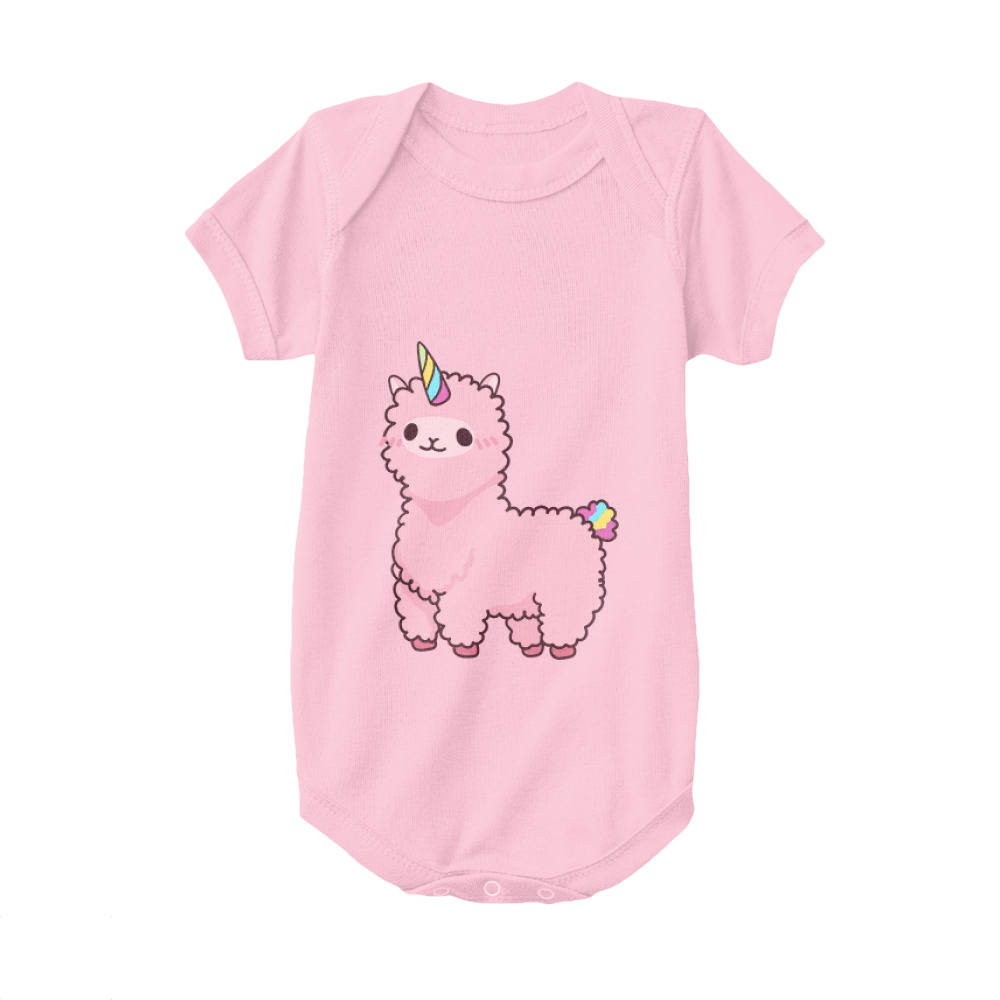 Pink,Baby Onesie,Unicorn,Colored Alpaca