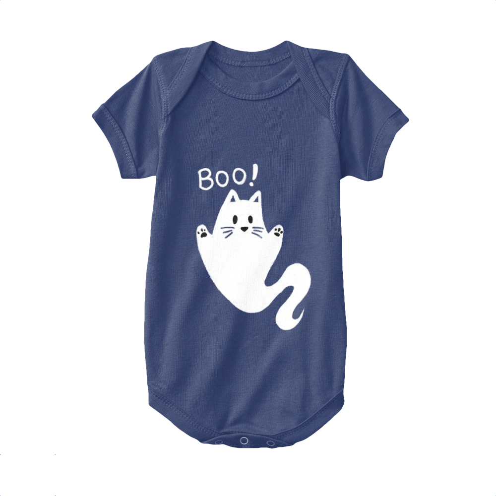 Navy,Baby Onesie,Cat,Spooky Cat Ghost