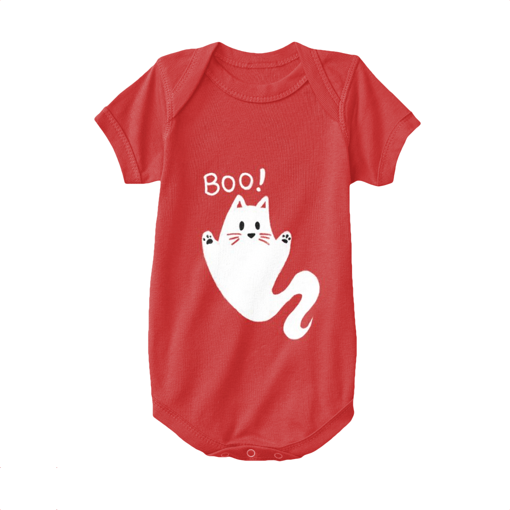 Red,Baby Onesie,Cat,Spooky Cat Ghost
