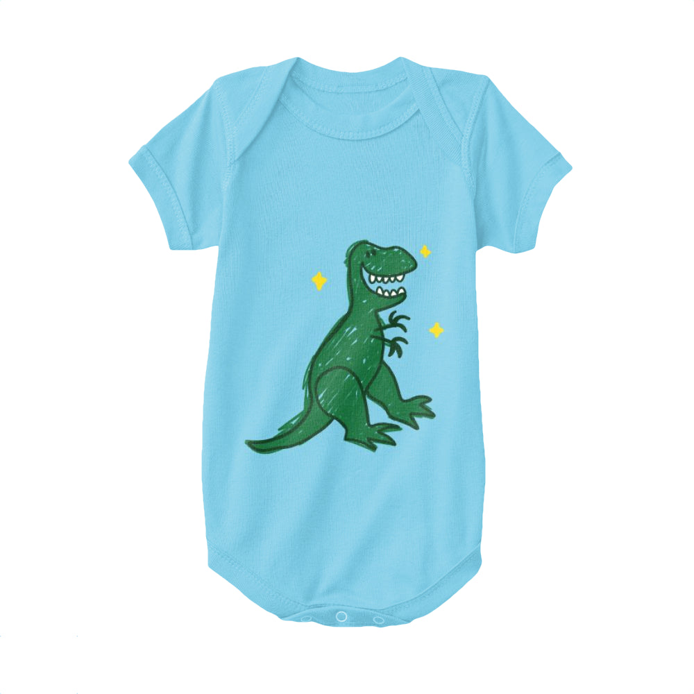 Light Blue,Baby Onesie,Dinosaur,Excited Rex