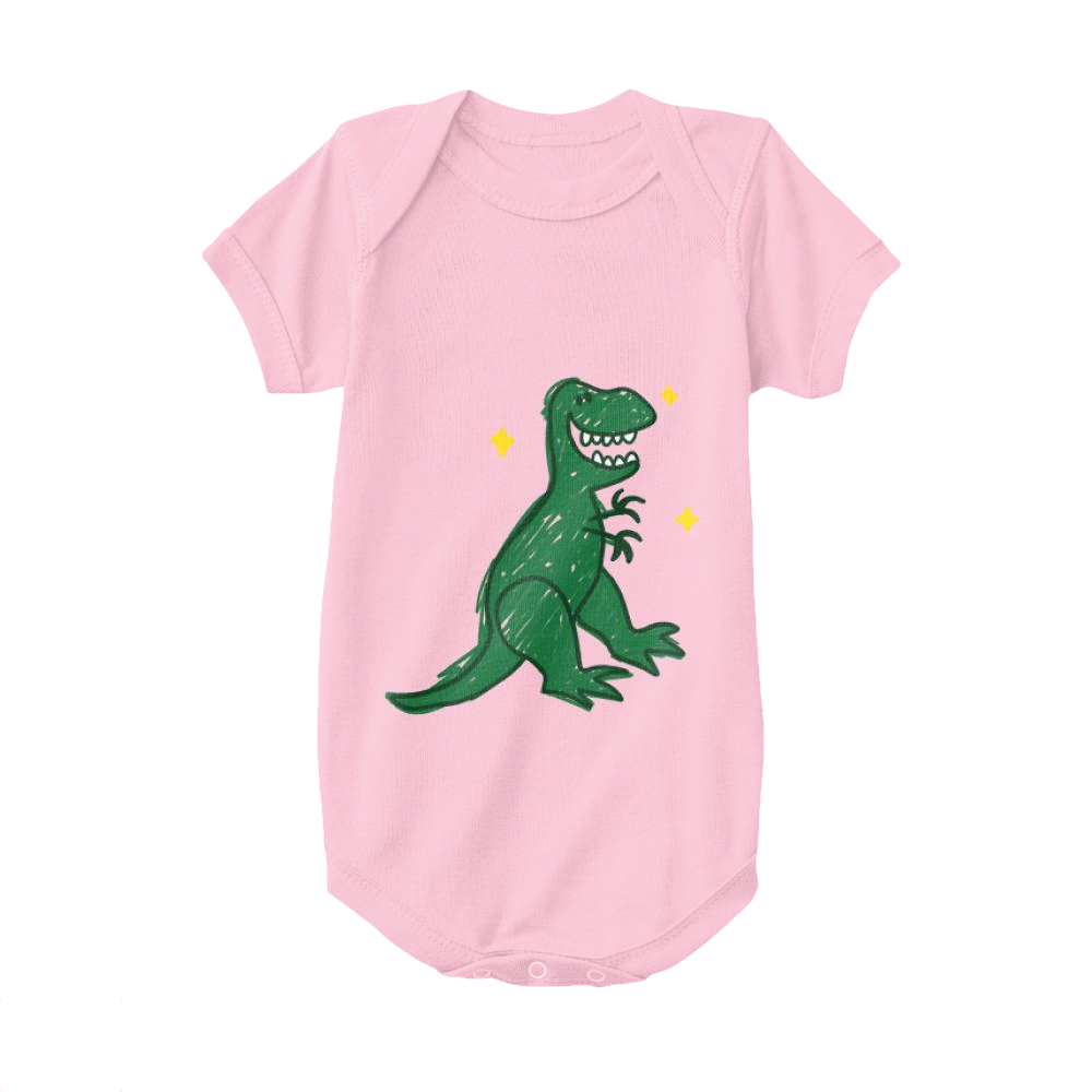 Pink,Baby Onesie,Dinosaur,Excited Rex