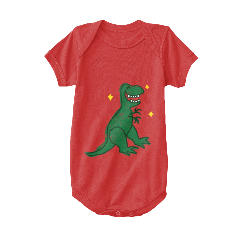 Red,Baby Onesie,Dinosaur,Excited Rex