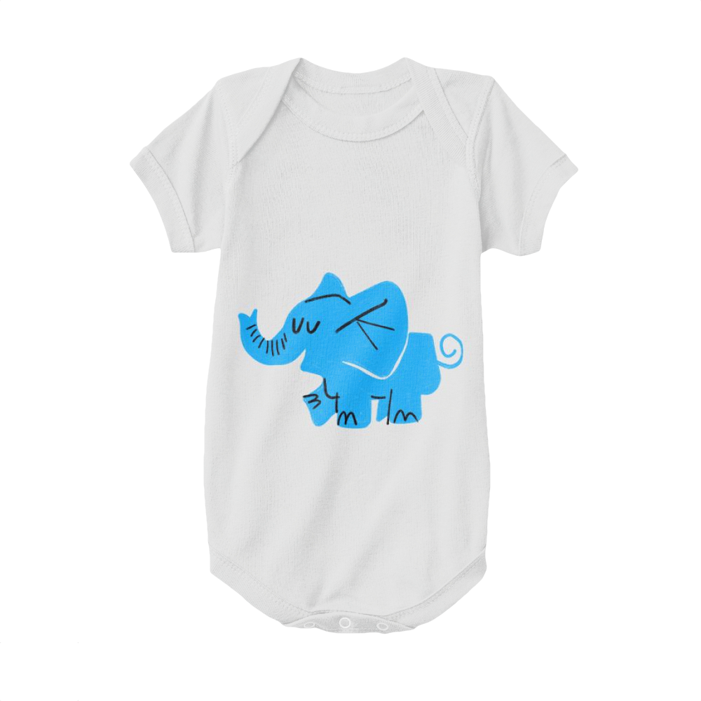 White,Baby Onesie,Elephant,The Blue Elephant