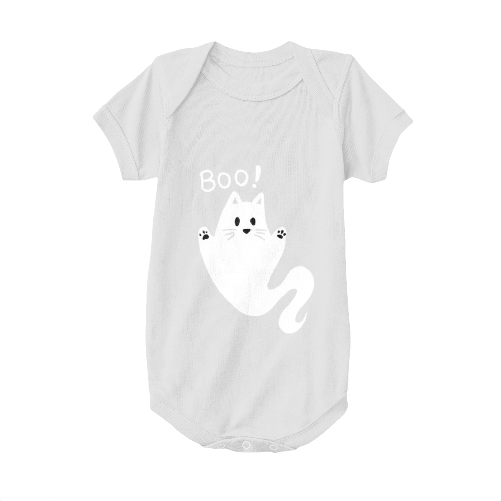 White,Baby Onesie,Cat,Spooky Cat Ghost