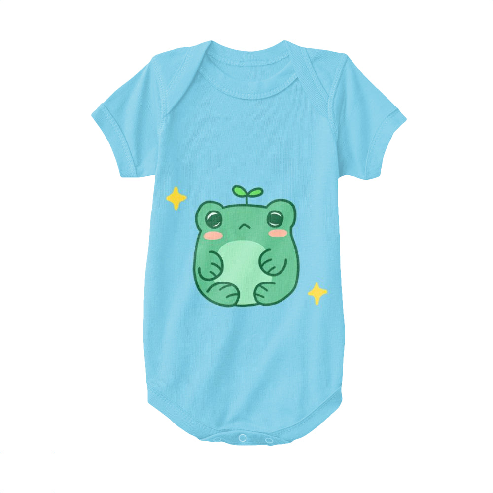 Light Blue,Baby Onesie,Frog,Unhappy Little Frog