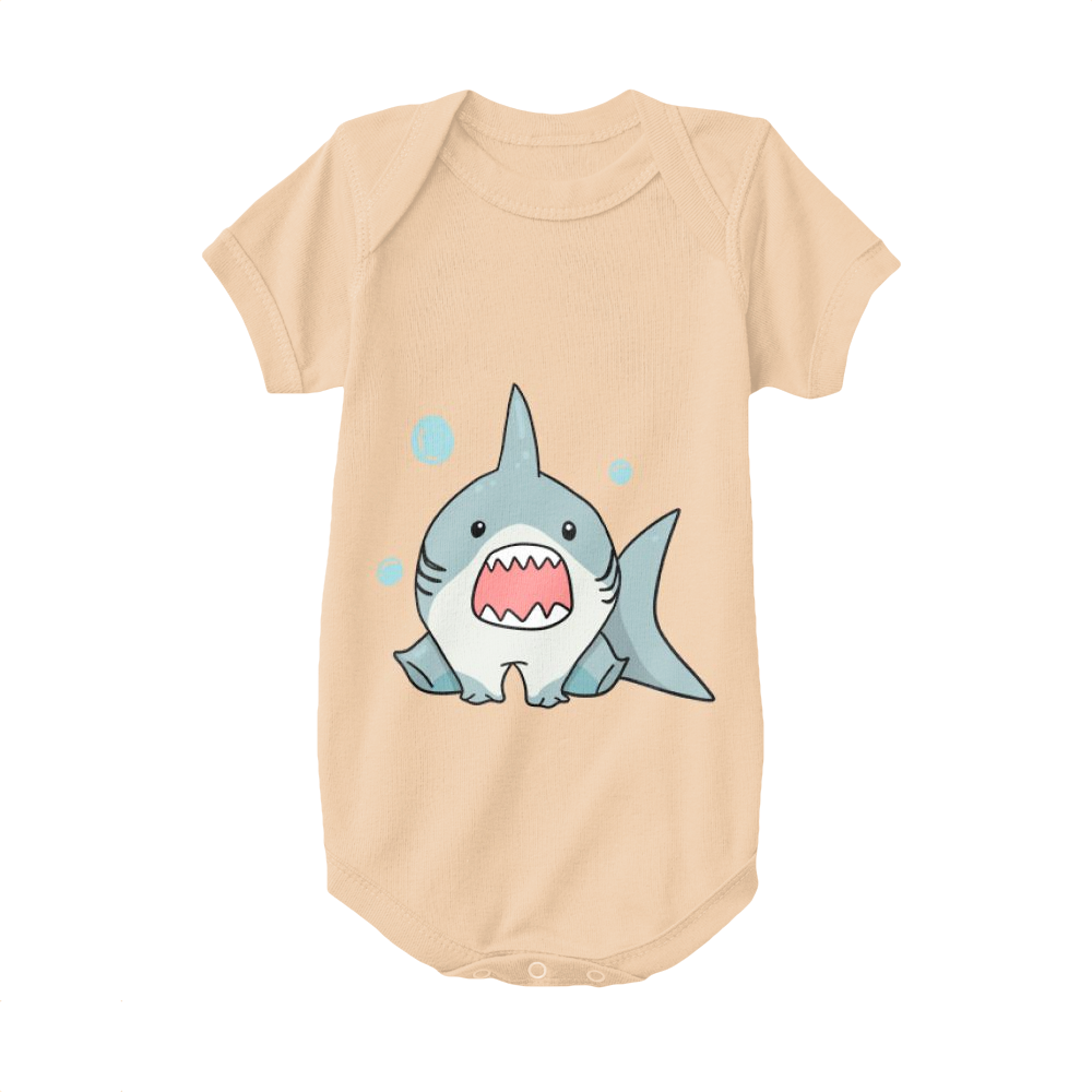 Apricot,Baby Onesie,Shark,Baby Shark With Mouth Wide Open