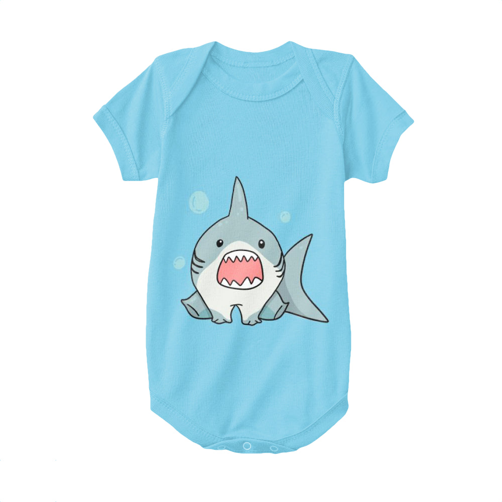 Light Blue,Baby Onesie,Shark,Baby Shark With Mouth Wide Open
