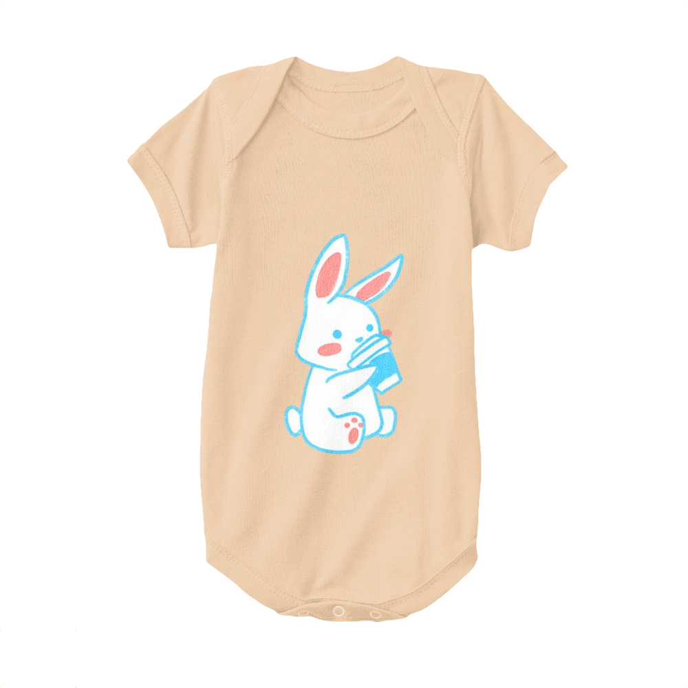 Apricot,Baby Onesie,Rabbit,Bunny Drinking A Drink