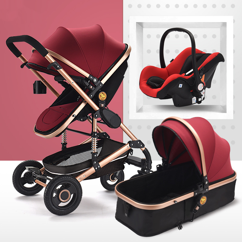Red baby stroller 3 in 1 sales